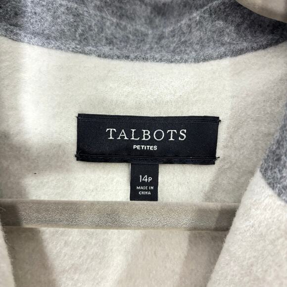 Talbots Open Front Wool Blend Jacket 14P Gray cream Two-Tone - Picture 5 of 6